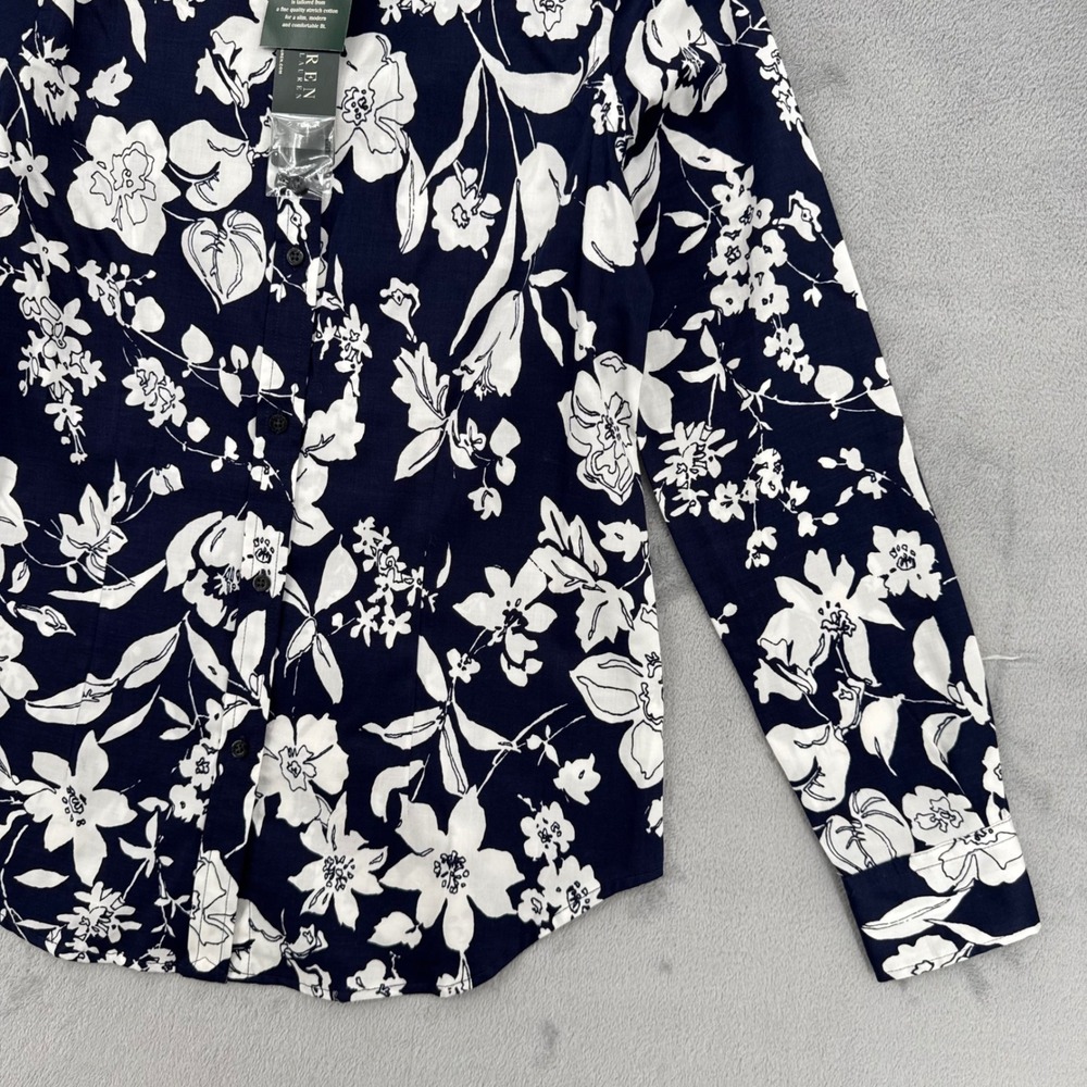 Lauren Ralph Lauren Slim Fit Floral Stretch Cotton Button Down Shirt Women's 4 - Picture 8 of 13